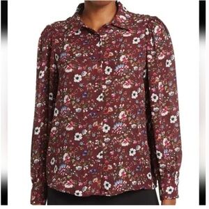 ⭐️ Elie Tahari Floral Button Down Long Sleeve Blouse
